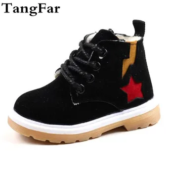 

Winter Fashion Children Snow Boots Warm Fleece Black Ankle Botas For Kids Cotton-padded Boot Sneaker For Russian