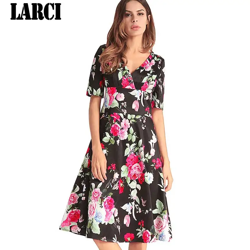 LARCI V neckline Ruffle Blue Organza Floral Print Dress Women Frilled