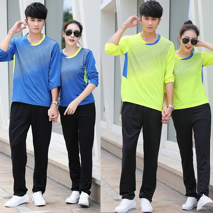 

New men/women badminton long sleeve shirt+pants,table tennis/tennis shirts men training clothes,ping pong jerseys sport pants