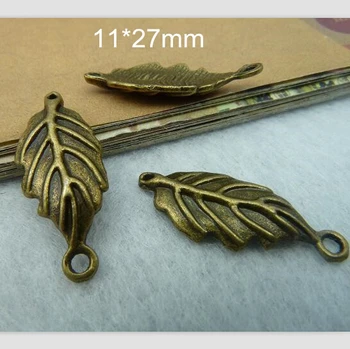 

Free Shipping - 80 pcs/lot Antique Brass Bronze Alloy Leaf Leaves Connector Pendants Charms Link 11*27mm