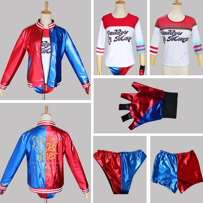 Harley Quinn Cosplay Costumes Adult Women Men Purim Coats Femme Jacket Chamarras De Batman Para Mujer Suit with Wig Gloves