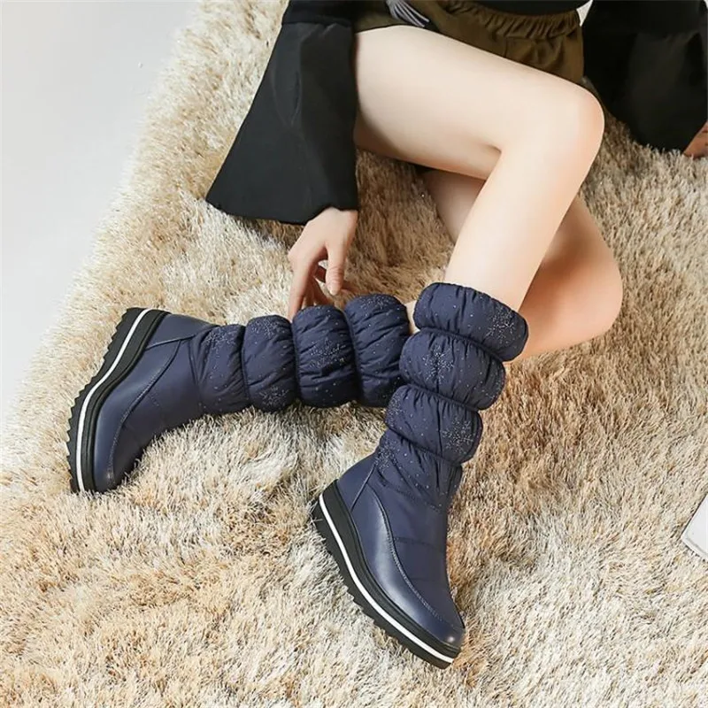 Big Size 35-44 Women's Snow Boots Hot Winter Warm Plush Students Platform Shoes Woman Korean Non-slip Comfortable Mid-calf Boots (9)