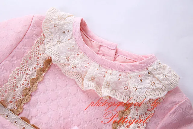 Pink Autumn Girls Dress With Bow