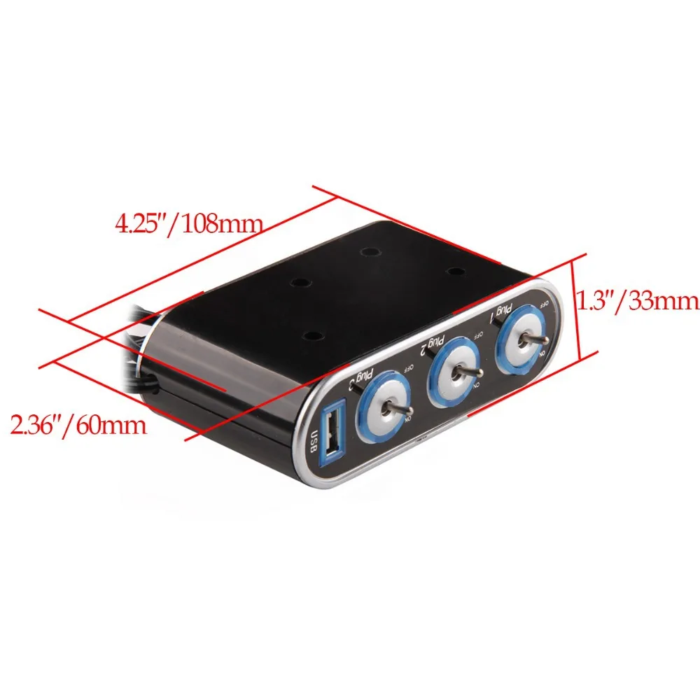Универсальный 2/3/4 розетки 12V автомобильного прикуривателя Разветвитель Прикуривателя Порты usb Зарядное устройство адаптер с переключателем автомобильные аксессуары
