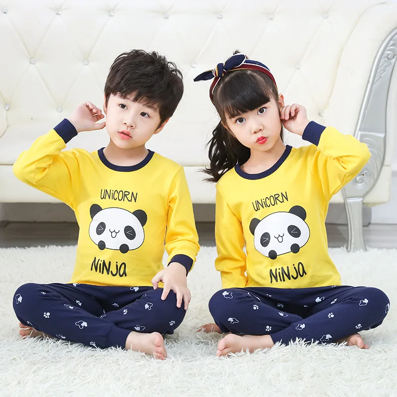 Winter Children's Pajamas Long-sleeved Kids Pajamas Boys Sleepwear T-shirt+Pant Clothing Sets Baby Girl Clothing Night Suit