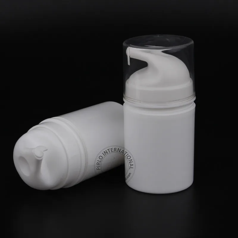 30 шт Белый пластиковый 50 мл безвоздушный дозатор для лосьона, бутылочка для элмузии, маленький 50 г, женский косметический горшок, Пустые контейнеры для крема