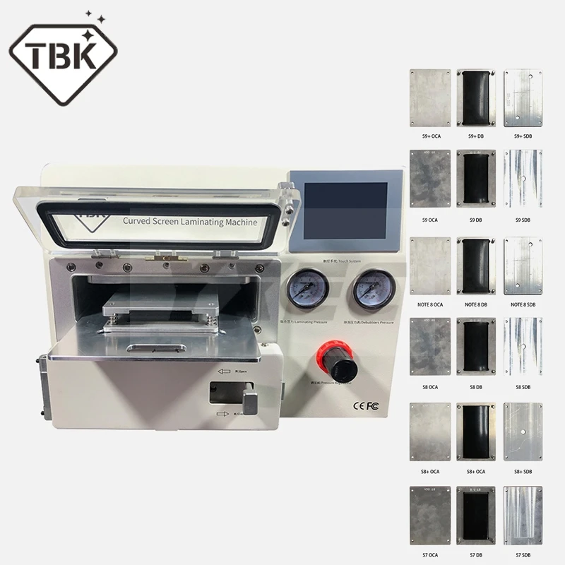 

2019 New TBK-508A Curved Screen Laminating and Debubble Machine LCD Edge Laminating Machines For samcung iPhone iPad with moulds