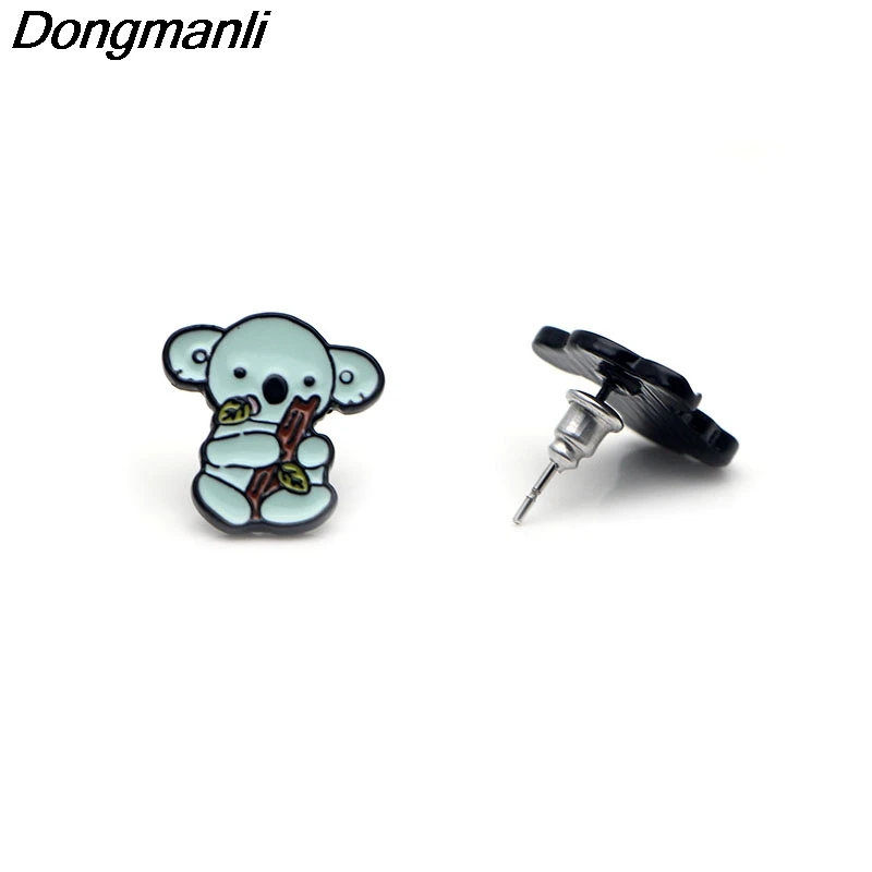 L2526 милые Eat листья коала серьги гвоздики для женщин дети эмаль пирсинг серьги ювелирные подарки для девочек