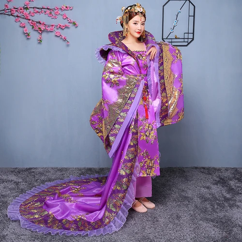 Высококачественный китайский костюм императорской королевы династии Хань и Тан, наложница феи, сценический женский танцевальный костюм - Цвет: purple