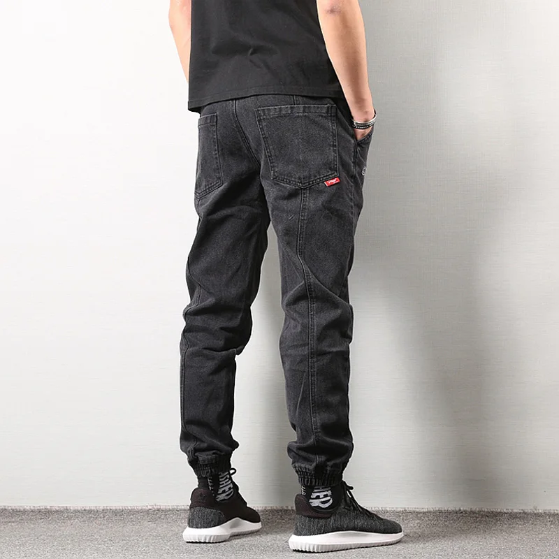 Fashion Streetwear Men Jeans Black Color Slim Fit Simple Denim Joggers Pants hombre Japanese Style Cargo Pants Hip Hop Jeans Men