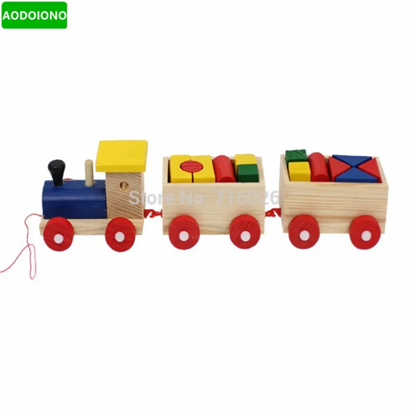 Train Toy Stacking Wooden Trains Blocks Toy Educational Environmental