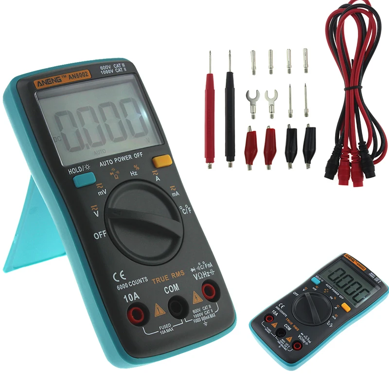 ANENG AN8002 Digital True RMS 6000 Counts Multimeter AC/DC Current Voltage Frequency Resistance Temperature Tester / + Test Lead Set
