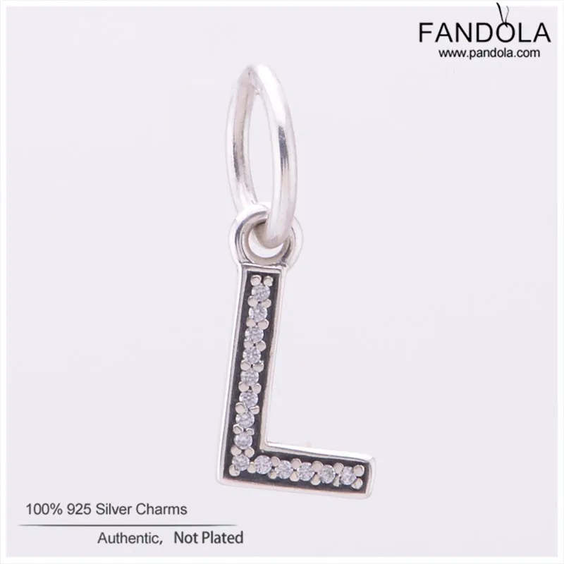 

Letter L Pendant Charms Fits Brand Bracelet Necklace Charm Bead 925 Sterling Silver Jewelry Clear CZ Fits DIY Women Bracelets