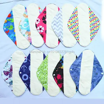 

[Sigzagor]10 Large L Heavy Reusable Washable BAMBOO Mama Cloth Pads, Menstrual Sanitary Pads,12"/30cm Heavy Flow,20 Designs