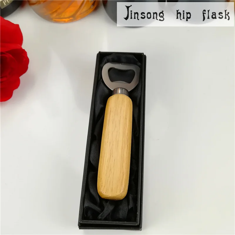 black gift box 500 шт./лот, открывалка для бутылок пива с деревянными стороны - Цвет: black gift box