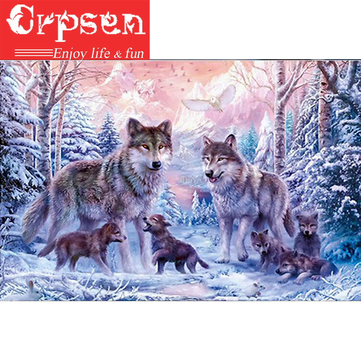 

5D,DIY,Diamond Painting,Embroidery,Full,Round Drill,The Wolves,Home Decoration,Crafts&Sewing,Needlework,Wall Painting,Kinship