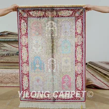 Yilong 2,7 'x4' шелковый ковер четыре сезона vantage изысканный турецкий сад Шелковые ковры(0493