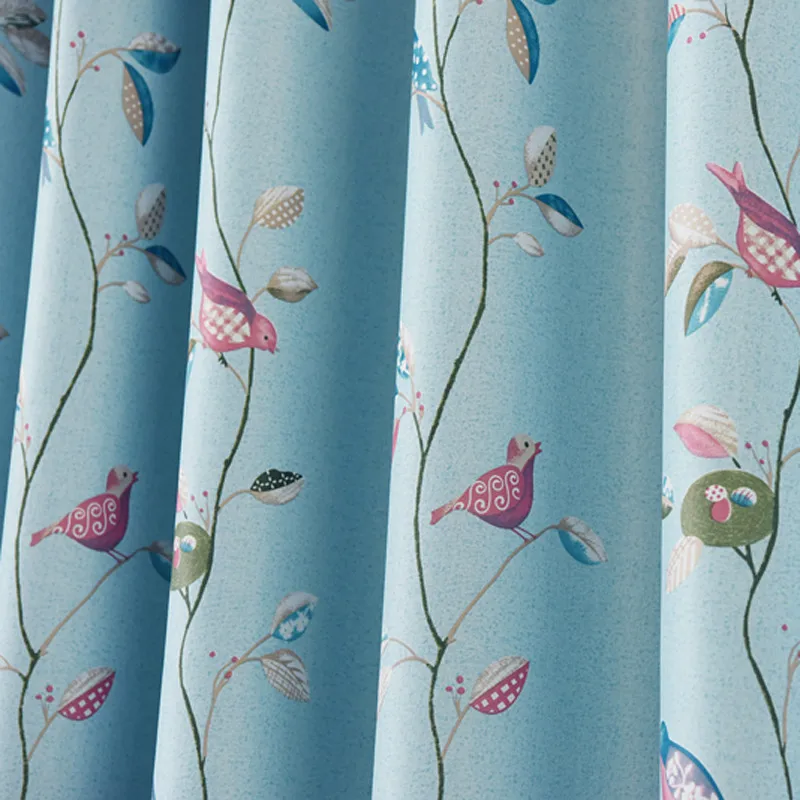 Синие американские пасторальные шторы для спальни, цветочные занавески с изображением птиц, ткань тюль для гостиной, Затемненные кофейные шторы AG181& 3 - Цвет: Blue Cloth