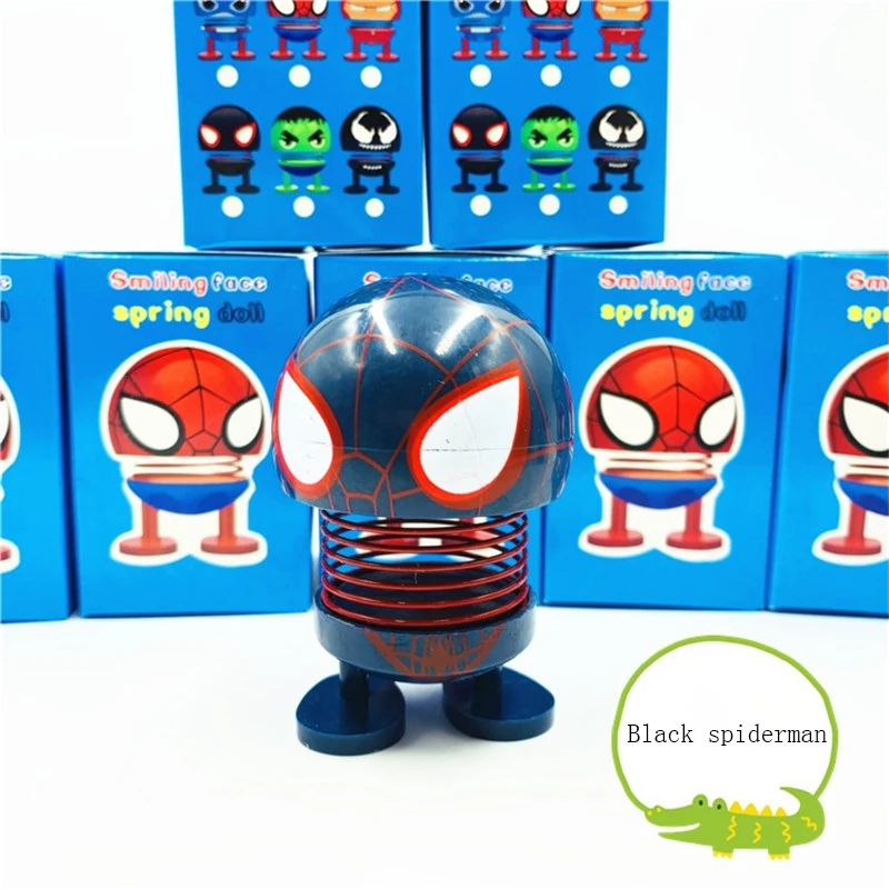 Marvel 6 Pack Spring Shaking Head Dolls Toy for Car Dashboard & Home Spiderman 