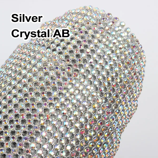 Горячая Распродажа 1,2 метров блестящие стразы сетка SS8 камни Клей основа серебро/золото алюминиевая сетка для одежды