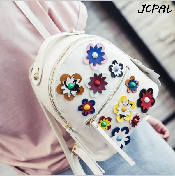 

2016 Fashion High Quality Women Backpack Little Polyurethane Leather Woman Germany Brand Flower Schoolbag Print Backpack
