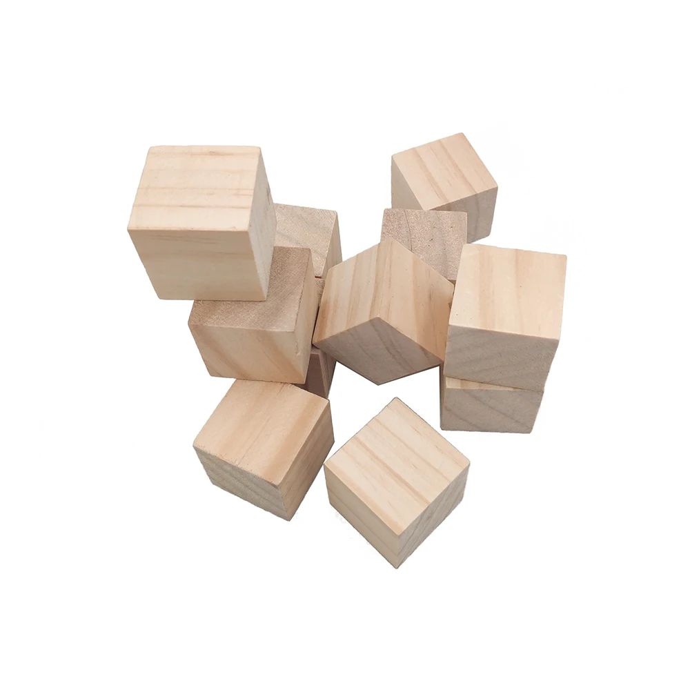 50 шт 10 мм 0,4 дюймов деревянные блоки квадратные деревянные необработанные ремесленные кубики DIY Baby Shower/штамп блок