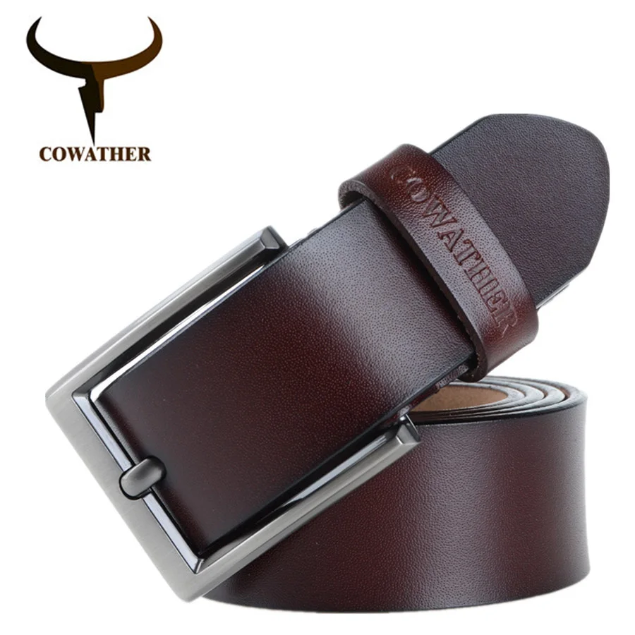 Cowather 2017 mens genuíno couro de vaca strap masculino cintos de luxo para homens nova moda classice vintage pin buckle frete grátis