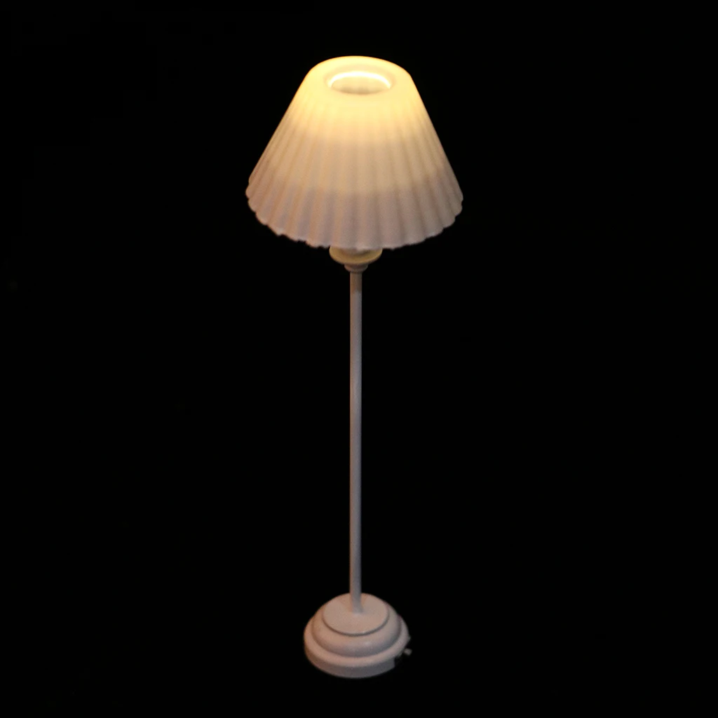 1:12 Scale 1/6 Dollhouse Miniature Furniture Living Room Bedroom Decoration LED Floor Lamp Light Model w/ White Light Cover