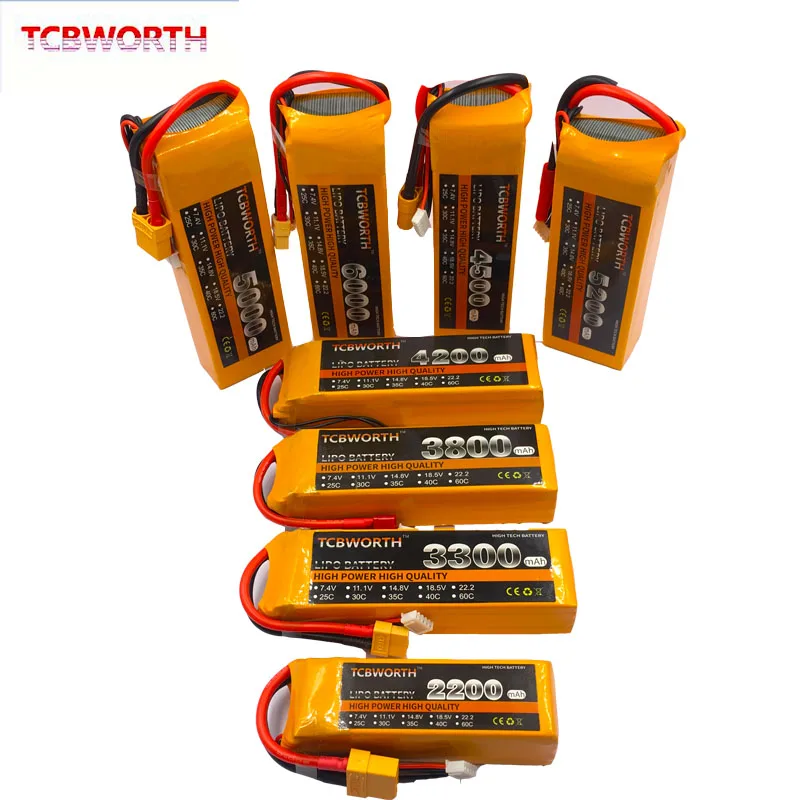Kaufen 14,8 V RC Lipo Batterie 4S 2200mAh 2600mAh 3300mAh 4000mAh 5200mAh6000mAh 25C 35C60C Für RC flugzeug Drone Hubschrauber Quadrocopter 4S