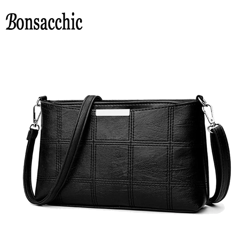Bonsacchic bolsos pequeños de cuero día embragues bolso bandolera para mujeres 2019 bolsos negros bolsa AliExpress