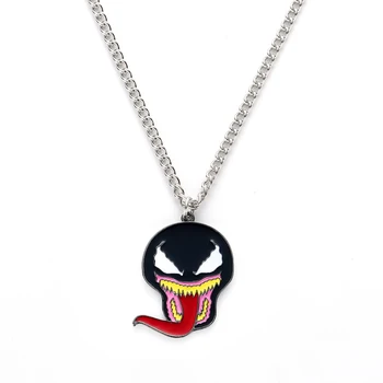 

2019 Marvel Venom Mask Logo Pendant Spider Man Venom Mask Enamel Necklace Superhero Jewelry Wholesale