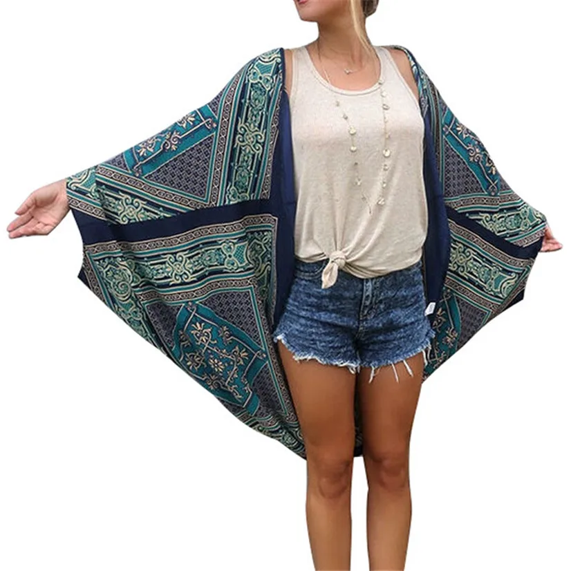 

Delicate Hot! Summer Ladis Sexy Slim Women Boho Printed Chiffon Loose Shawl Kimono Cardigan Tops Cover up Blouse nor160707 act30