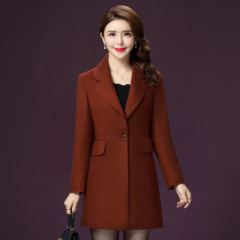 Mode Lady 1 Solide À Affaires Vestes Outwear La 2 D'hiver 2018 Femelle Taille Dames Plus Col Office Unique Revers Bouton 4 Manteau De Laine Nouvelles 3 6qanX8B