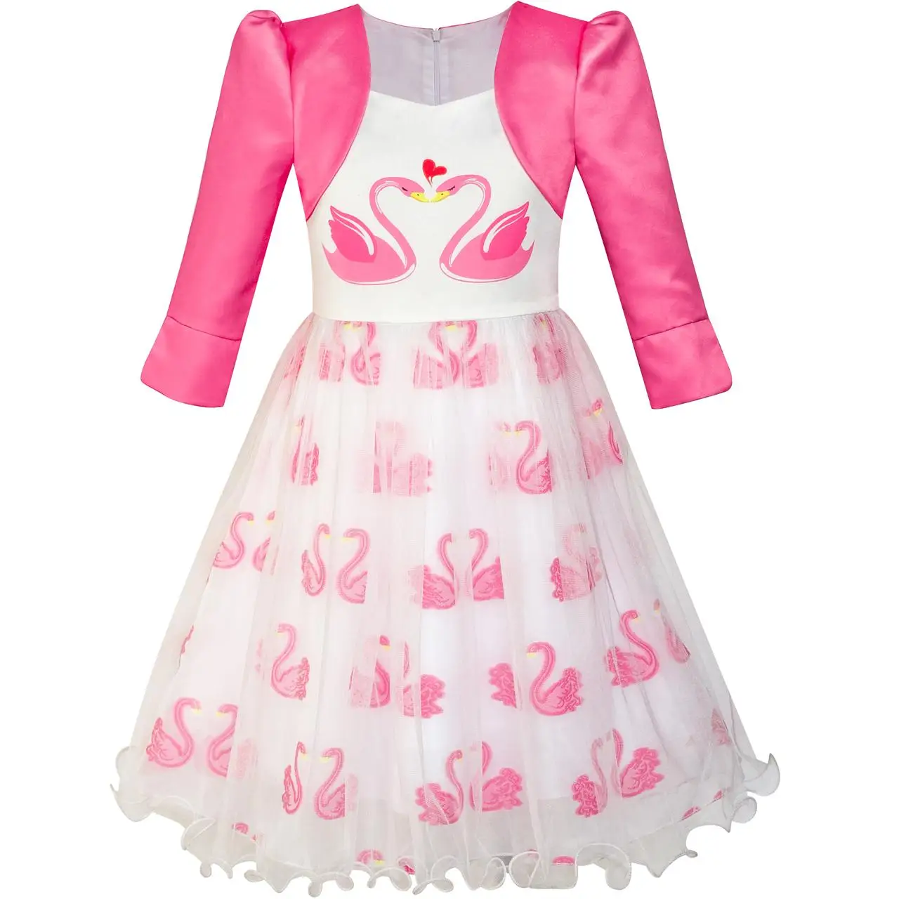Sunny Fashion платья для девочек платье 2-в-1 Болеро Элегантный Лебедь Вечеринка Платье