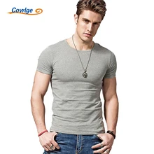 Covrlge 2019 Hot Summer Men T-shirts Solid Color Slim Fit Short Sleeve T Shirt Mens New O-neck Tops TShirt Brand Clothing MTS291