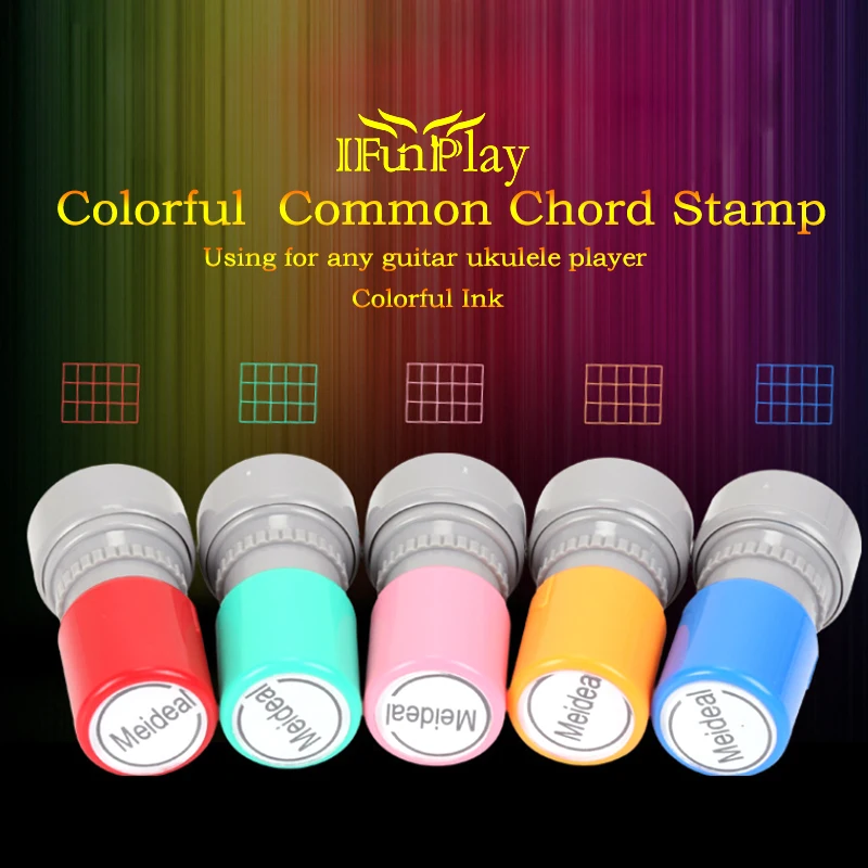 

Colorful Ink Guitar Ukulele Common Chord Stamp 6 String 3 Frets Rubber Stamps Music Instrument