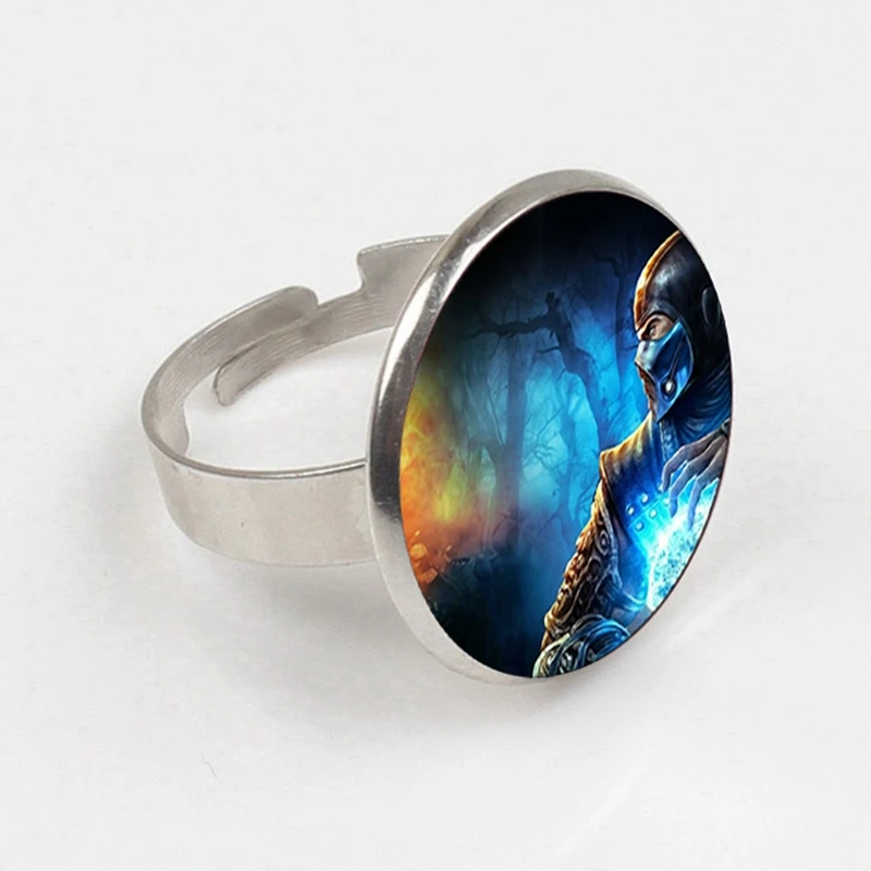 

2019 New Arrival Mortal Kombat ring Handmade Glass Dome Scorpion Sub Zero ring Jewelry Steampunk ring