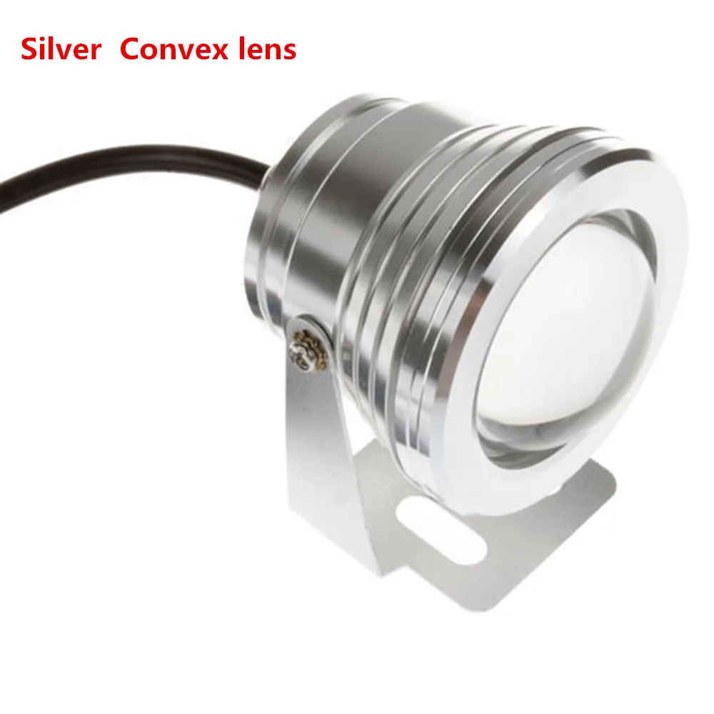 Светодиодный уличный RGB/белый/теплый белый 10 Вт RF подводный сценический светильник s Точечный светильник прожектор светильник меняющий цвет ЛАМПА IP68 для садового светильник - Испускаемый цвет: Silver convex lens