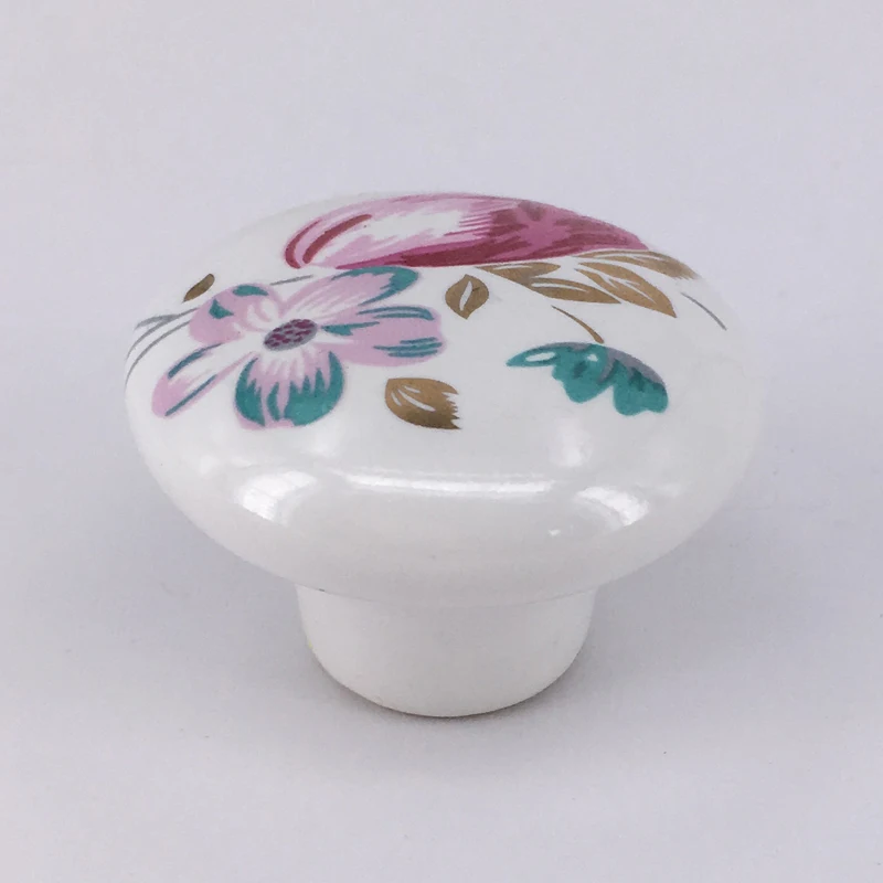 

Dia. 38mm Ceramic knob Tulip Print Cabinet Knobs and Handles Porcelain Furniture Hardware pulls