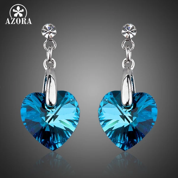 Серьги подвески AZORA Stellux из австрийского хрусталя цвета белого золота TE0036|drop
