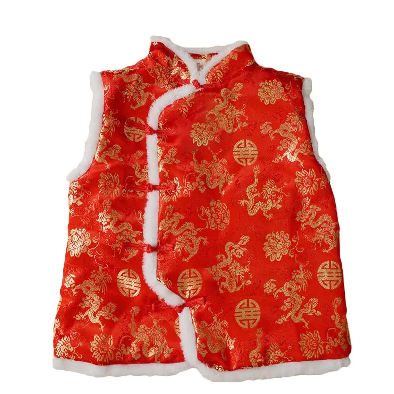 Детская жилетка Новогодняя одежда для мальчиков и девочек в китайском стиле зима осень теплая верхняя одежда пальто Дети Тан костюм жилет От 1 до 5 лет - Цвет: color as picture