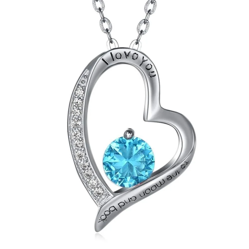 

Sywin Sterling Silver The Moon and Back Love Knot Chain Pendant with Blue Stone AAA Cubic Zirconia Jewellery Perfect Gifts