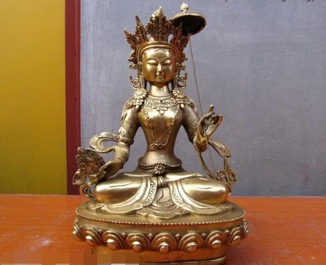 

bi003187 12"Tibet Buddhism Temple Copper Brass Usnisa-sitatapatra Kwan-yin Buddha Statue