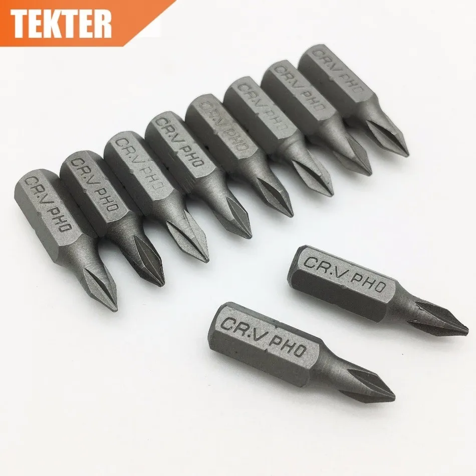 TEKTER 10 шт. хром ванадиевая сталь Cr v #0 отвертка Philips bits 25 мм шестигранный хвостовик