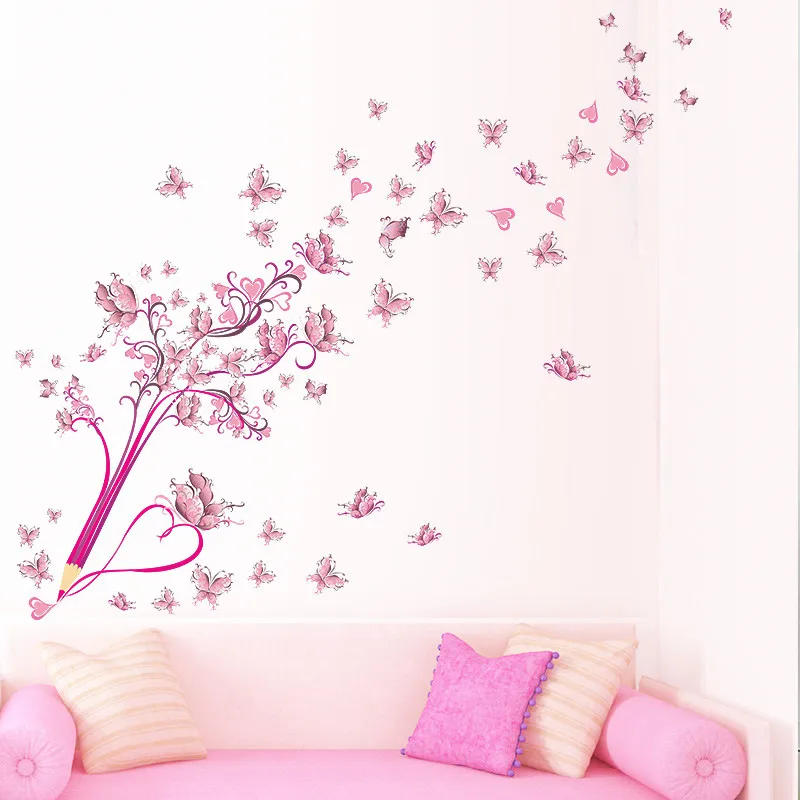 Papel De Pared Decorativo #2: Flying-Flower-Floral-Pencil-Butterflies-Wall-Stickers-For-Kids-Rooms-Decals-Bedroom-TV-Sofa-Background-Decor.jpg Papel De Pared Decorativo #2: Flying-Flower-Floral-Pencil-Butterflies-Wall-Stickers-For-Kids-Rooms-Decals-Bedroom-TV-Sofa-Background-Decor.jpg
