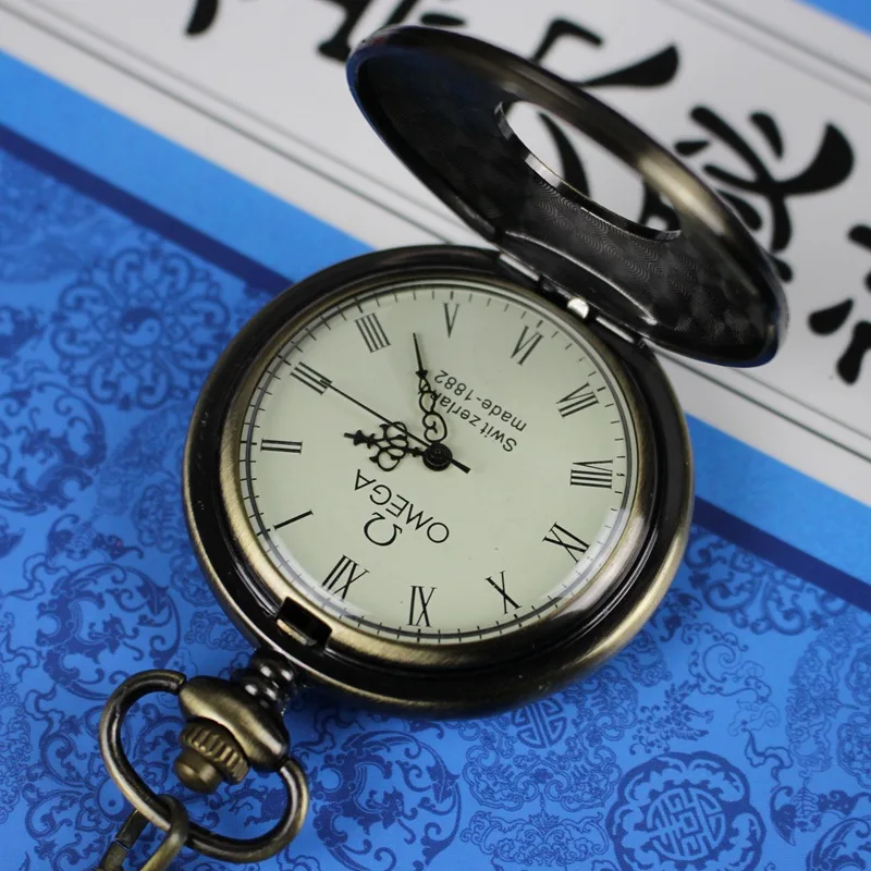 

Vintage,classic, flip, Rome gift, quartz mechanical pocket watch, business double cover pocket watch