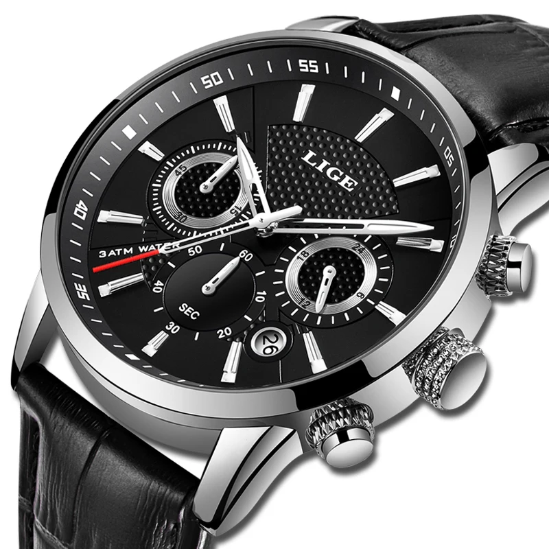 LIGE Men Watch 2019 Top Brand Luxury relogio masculino Sports Chronograph Men Wrist Watch Military