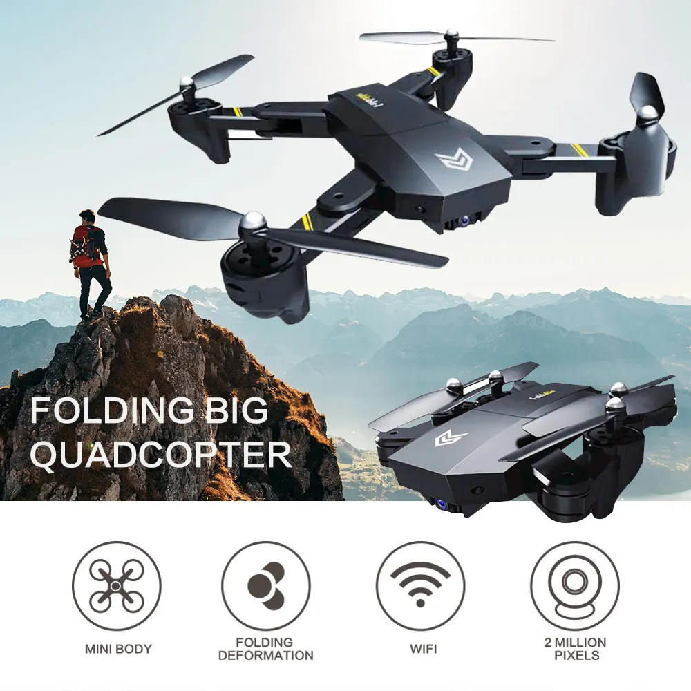 

RC DroneRemote Control Helicopter Quadcopter With 2MP HD Camera Foldable Selfie Drone with Wifi FPV 200W Wide Angle Lens