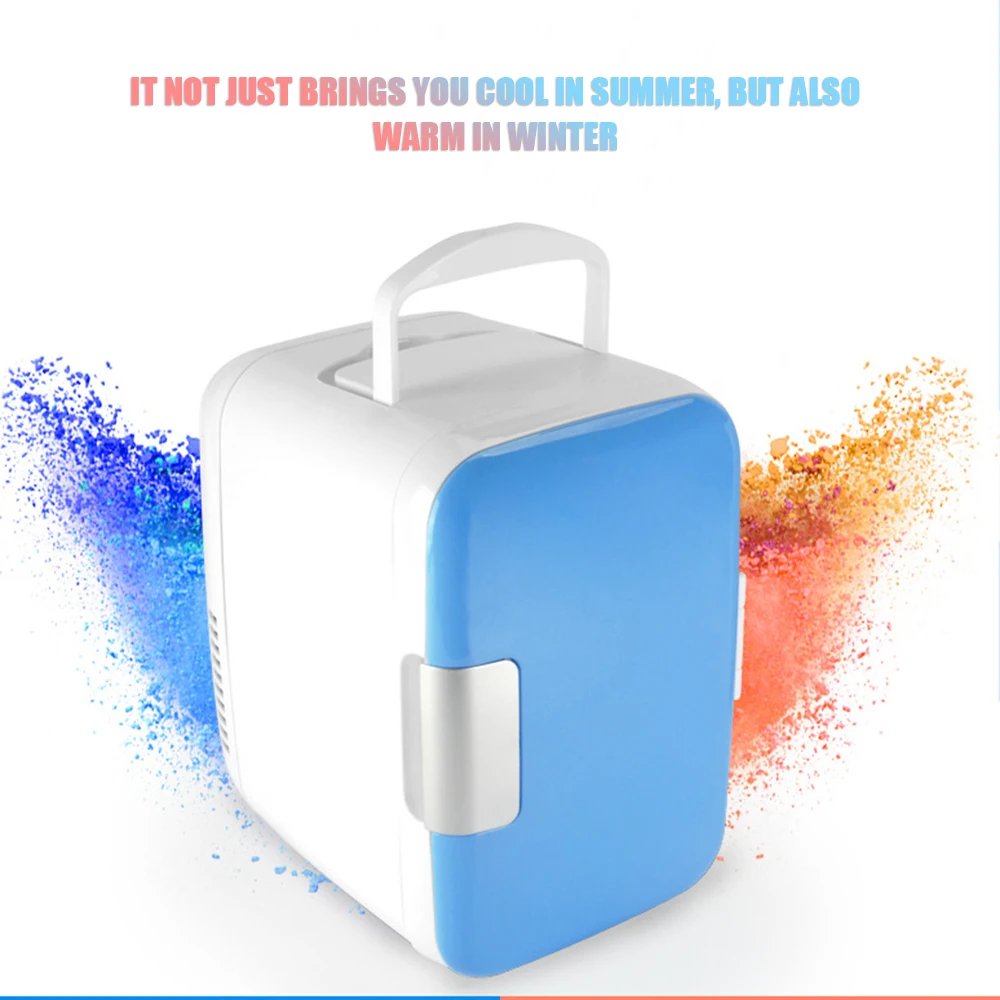 

4L Mini Car Fridge Freezer Cooler Warm Use 12V Portable Icebox Travel Refrigerator for Camping Driving Pink
