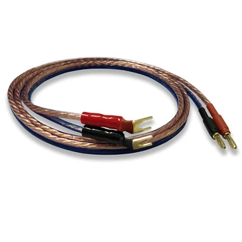

FIHI-D1 DIY Audio Line Hifi Speaker Cable With Y type Banana plug Golden Plated Audiophile Oxygen free copper Speakon Wire Cable
